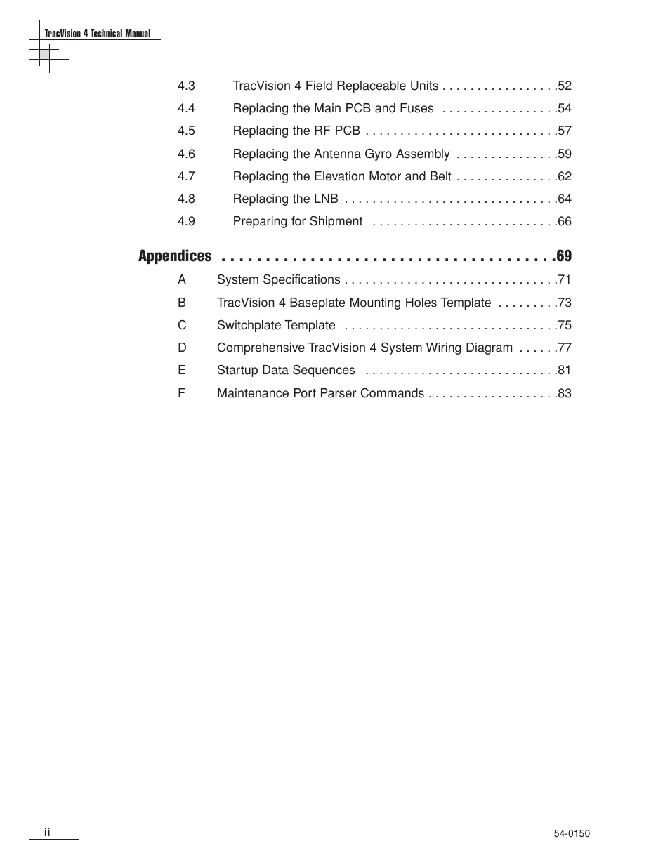 Appendices | KVH Industries TracVision 4 User Manual | Page 6 / 88