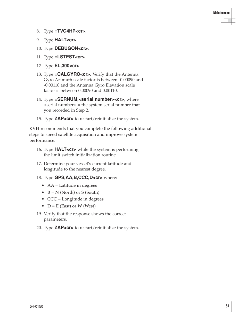 KVH Industries TracVision 4 User Manual | Page 61 / 88