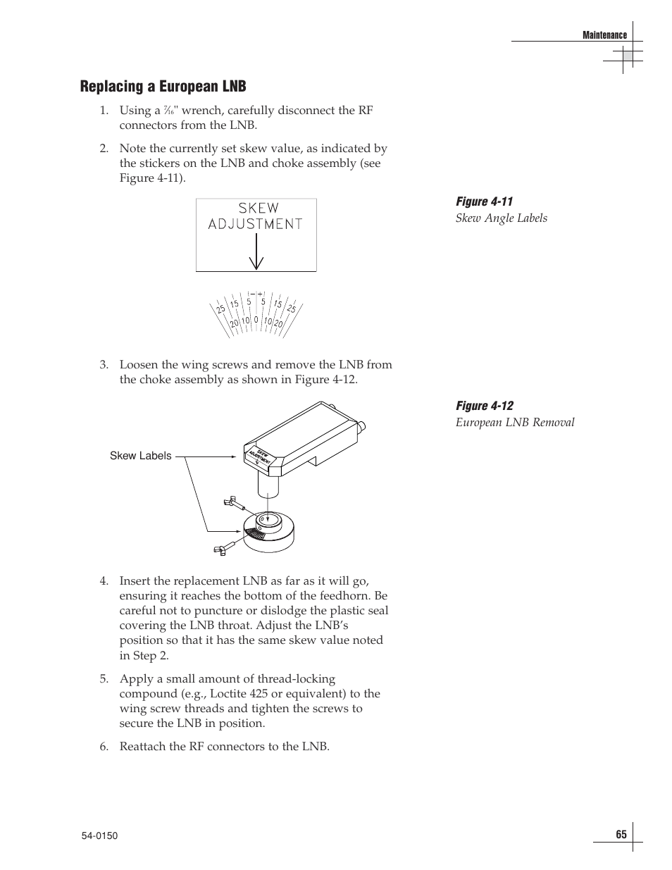 Replacing a european lnb | KVH Industries TracVision 4 User Manual | Page 65 / 88