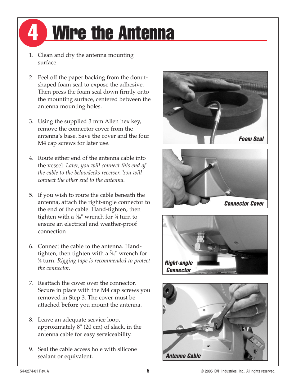 Step 4 - wire the antenna, Wire the antenna | KVH Industries TracVision M3 User Manual | Page 6 / 14