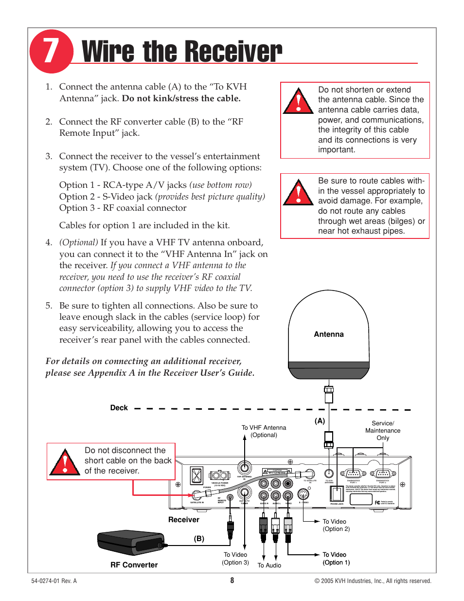 Step 7 - wire the receiver, Wire the receiver | KVH Industries TracVision M3 User Manual | Page 9 / 14