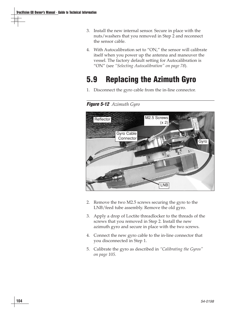 9 - replacing the azimuth gyro, 9 replacing the azimuth gyro | KVH Industries TracVision G8 User Manual | Page 100 / 137