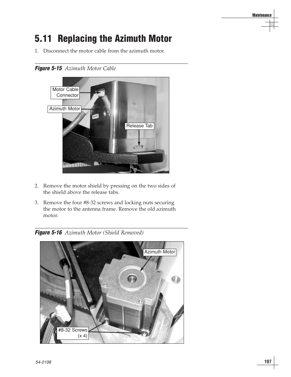 11 - replacing the azimuth motor, 11 replacing the azimuth motor | KVH Industries TracVision G8 User Manual | Page 103 / 137