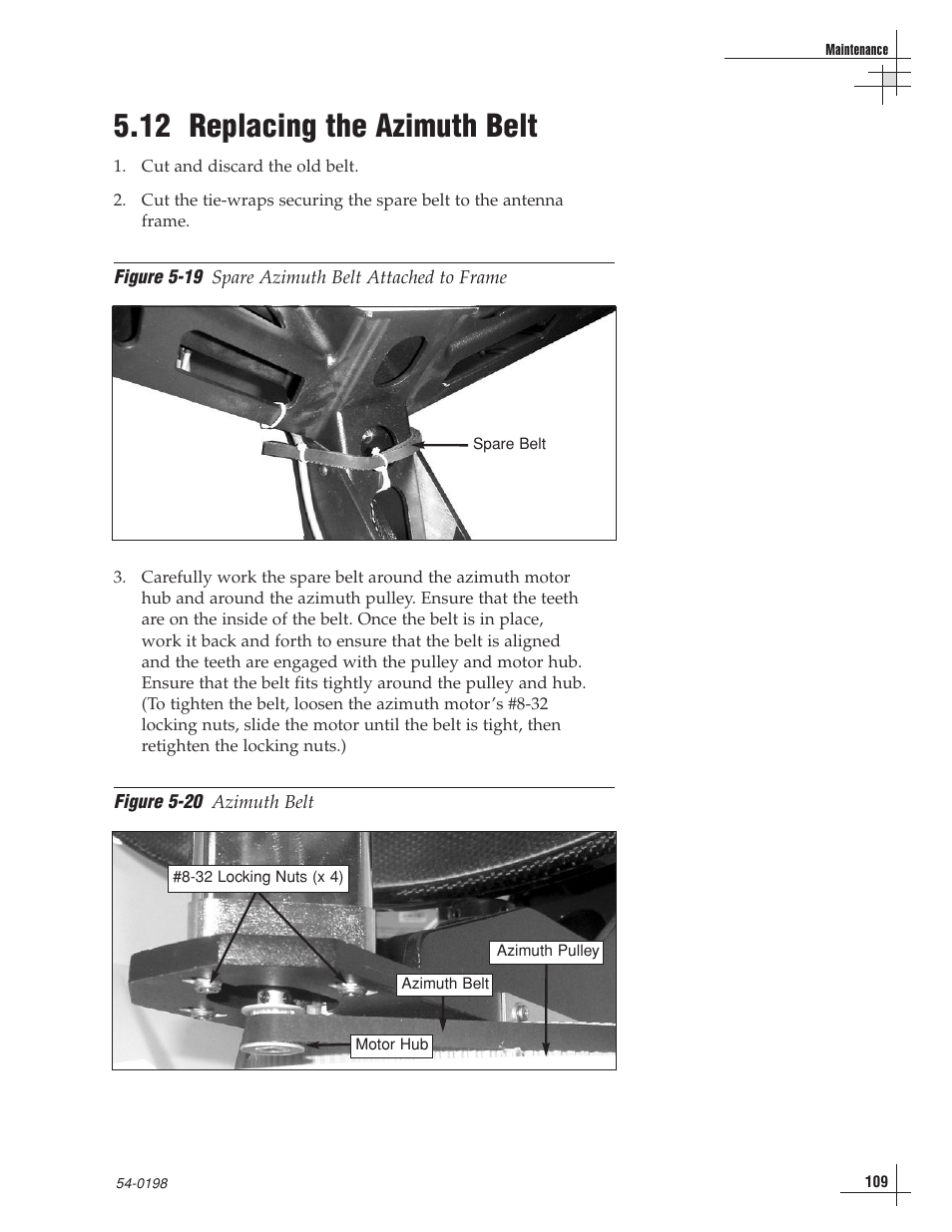 12 - replacing the azimuth belt, 12 replacing the azimuth belt | KVH Industries TracVision G8 User Manual | Page 105 / 137