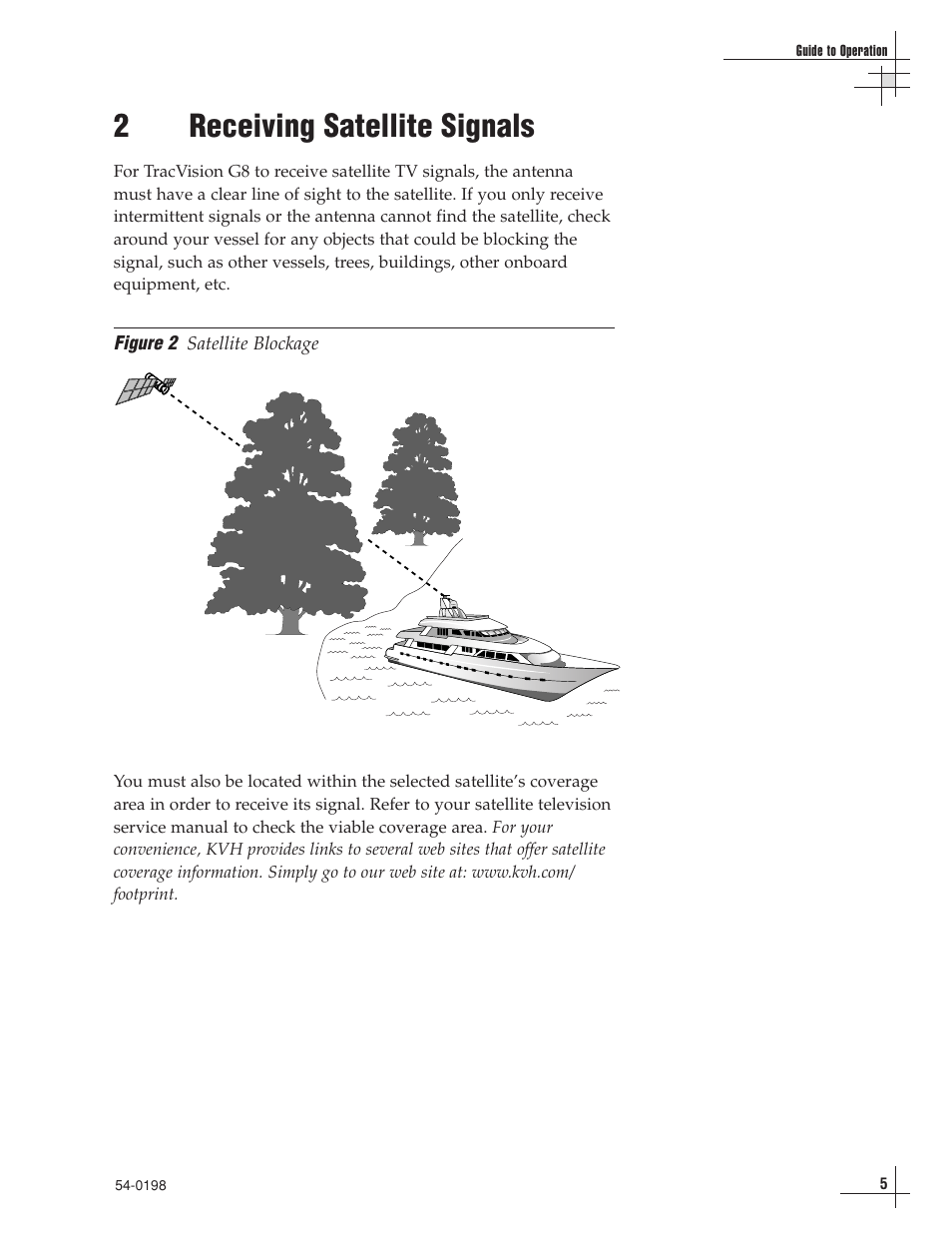 2 - receiving satellite signals, 2receiving satellite signals | KVH Industries TracVision G8 User Manual | Page 11 / 137