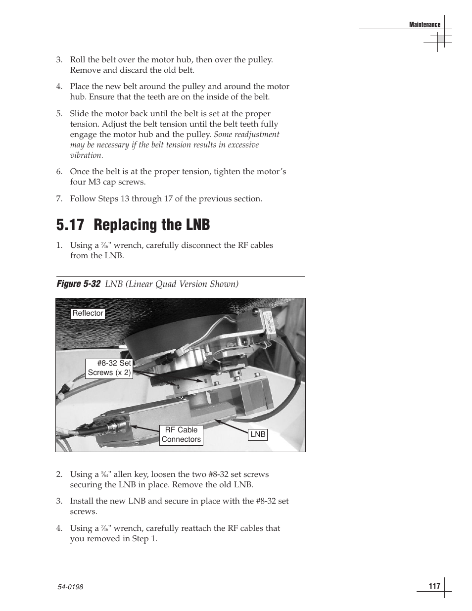 17 - replacing the lnb, 17 replacing the lnb | KVH Industries TracVision G8 User Manual | Page 113 / 137