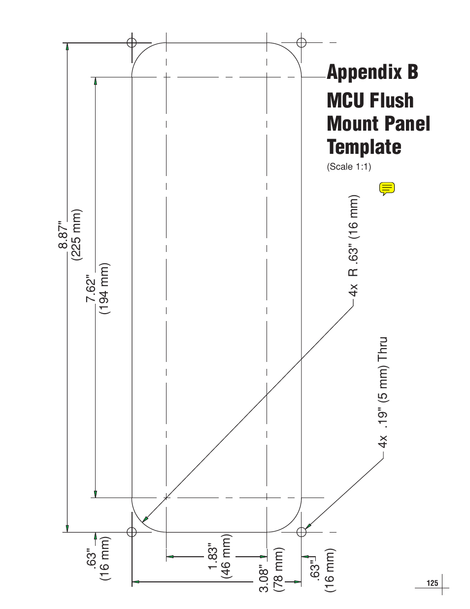 B - mcu flush mount panel template, Appendix b mcu flush mount panel template, Appendix b adcu flush mount panel template | KVH Industries TracVision G8 User Manual | Page 119 / 137