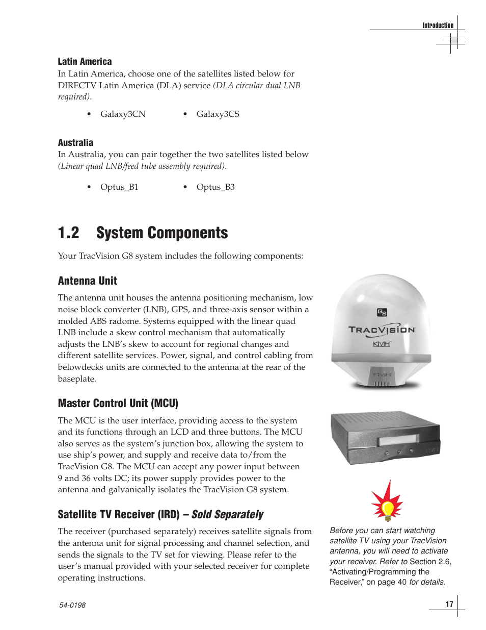 2 - system components, 2 system components, Sold separately | KVH Industries TracVision G8 User Manual | Page 20 / 137