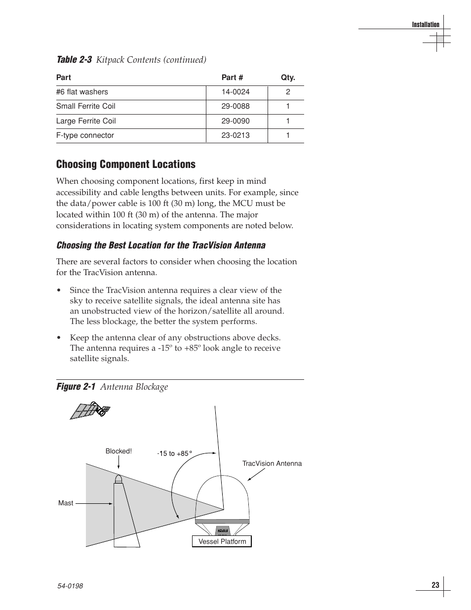 Choosing component locations | KVH Industries TracVision G8 User Manual | Page 25 / 137