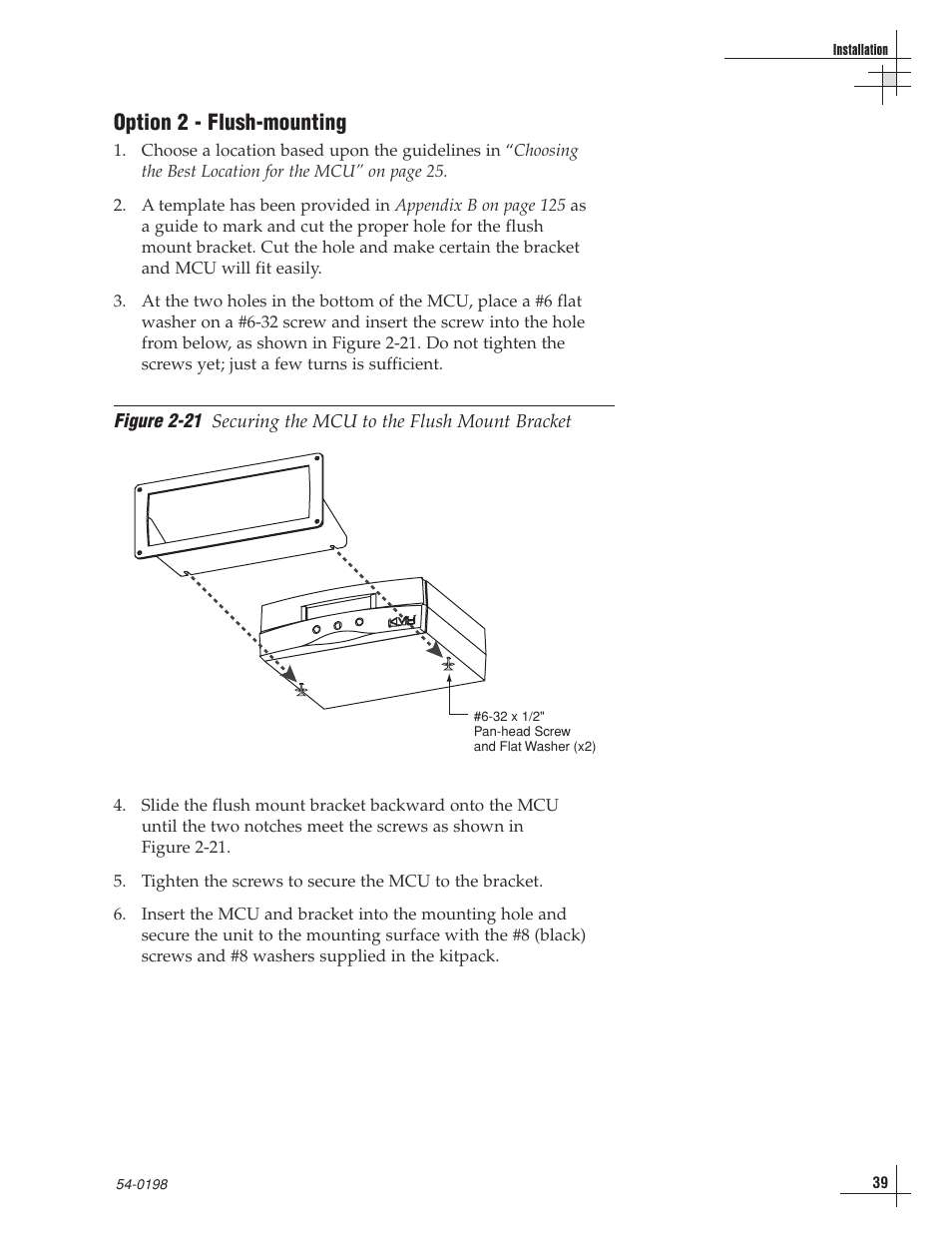Option 2 - flush-mounting | KVH Industries TracVision G8 User Manual | Page 41 / 137