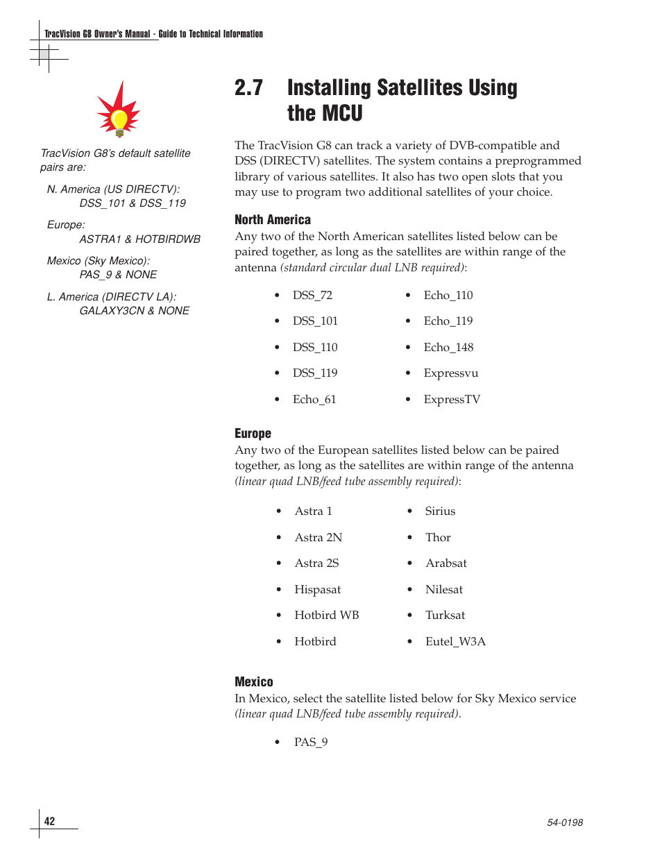 7 - installing satellites using the mcu, 7 installing satellites using the mcu | KVH Industries TracVision G8 User Manual | Page 44 / 137