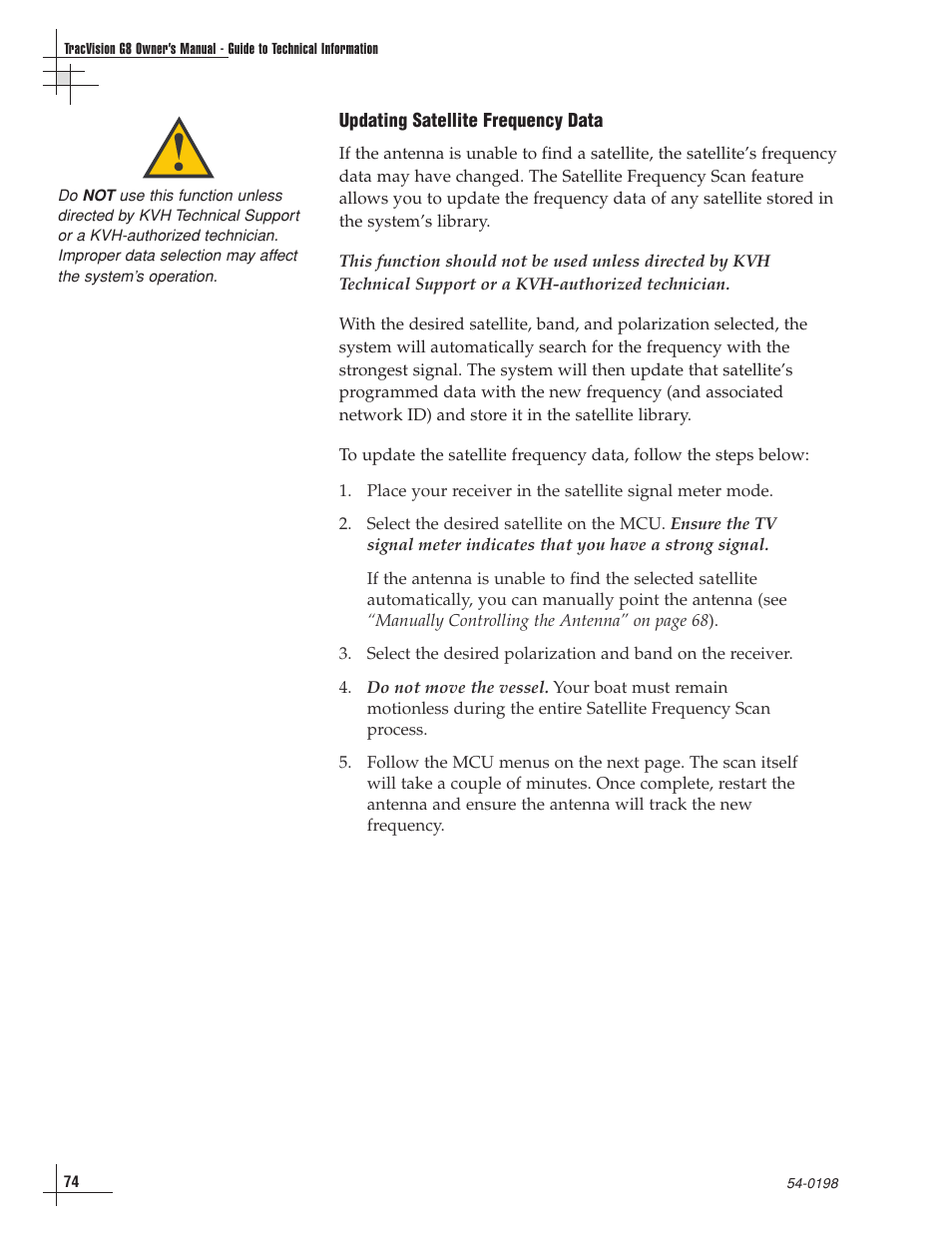 KVH Industries TracVision G8 User Manual | Page 74 / 137