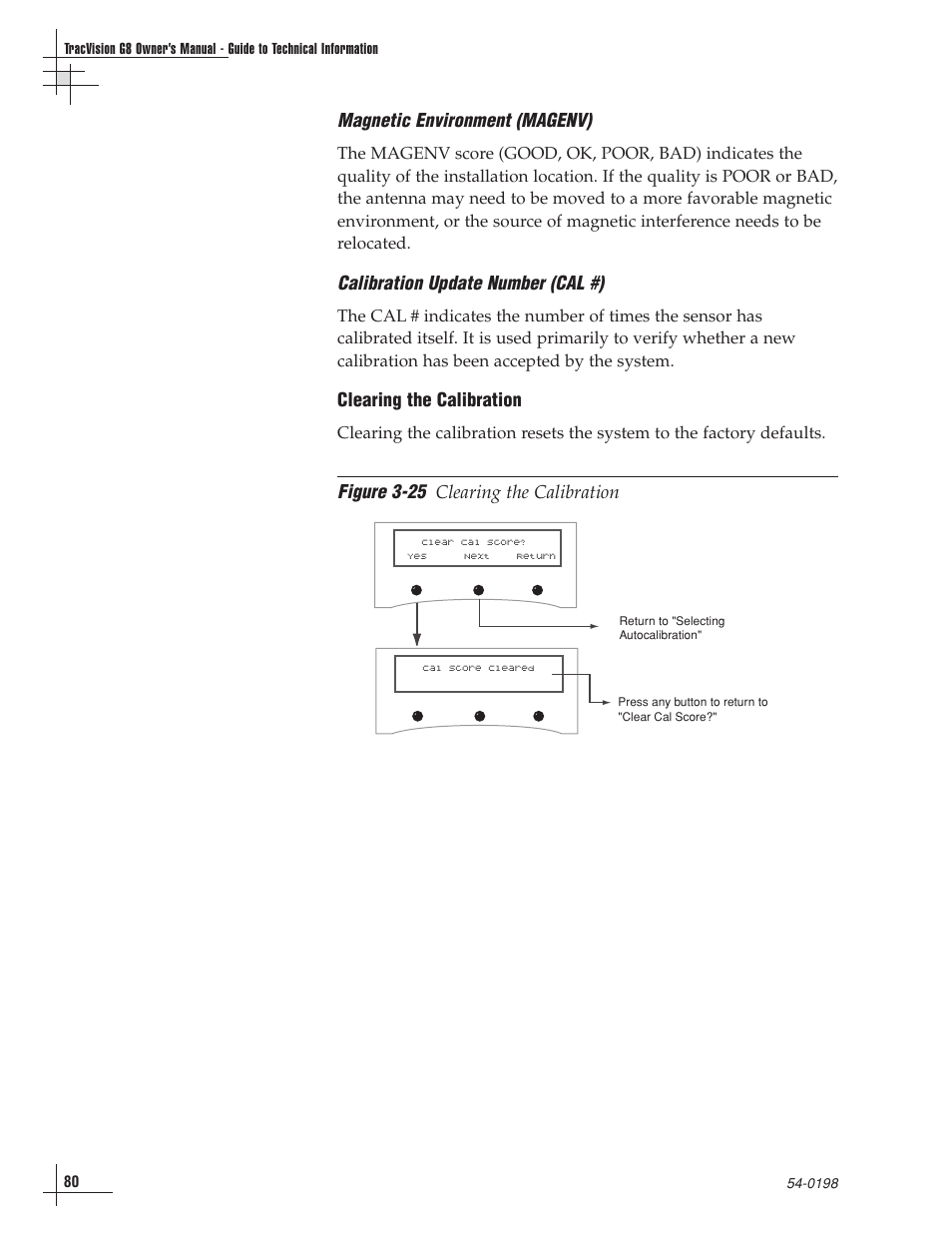 Magnetic environment (magenv), Calibration update number (cal #), Figure 3-25 | KVH Industries TracVision G8 User Manual | Page 80 / 137