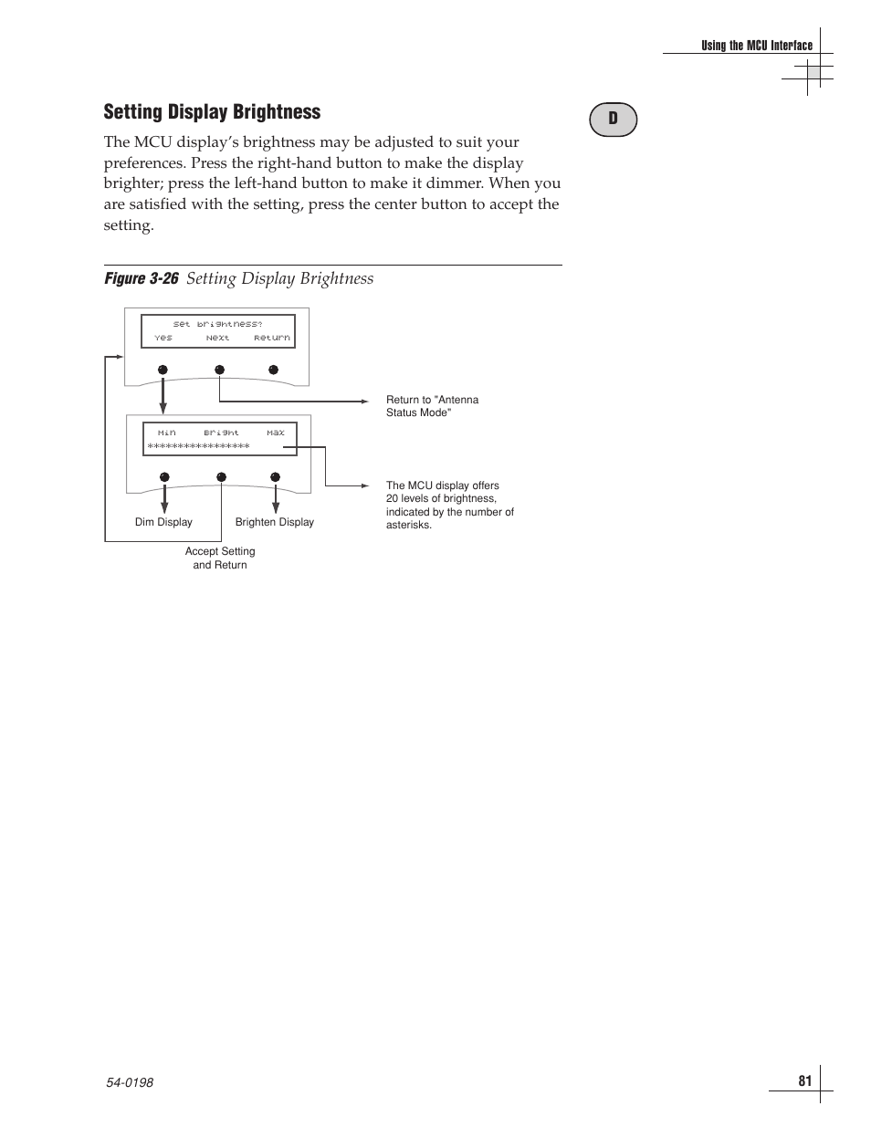 Setting display brightness | KVH Industries TracVision G8 User Manual | Page 81 / 137