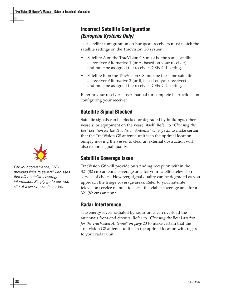 European systems only) | KVH Industries TracVision G8 User Manual | Page 86 / 137