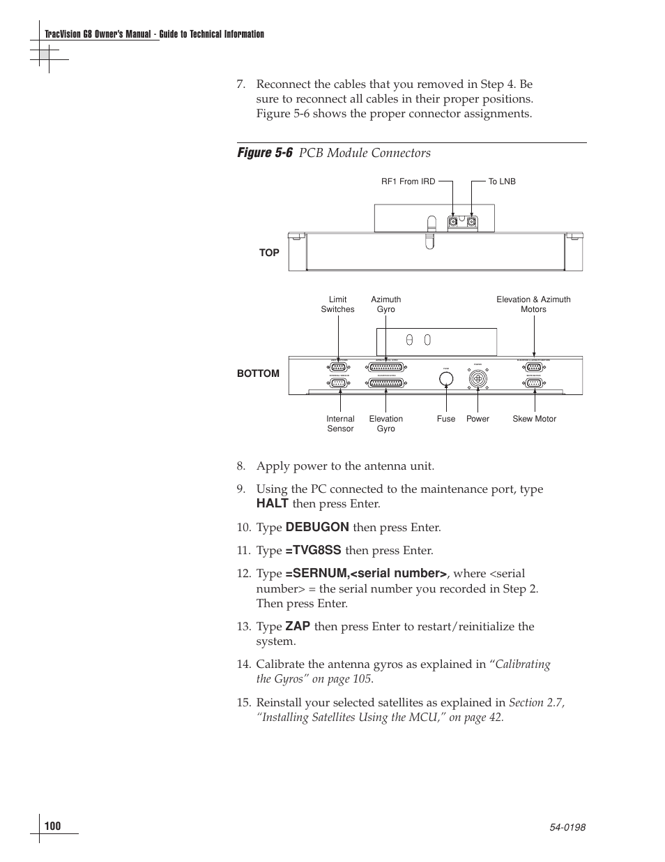 Figure 5-6, Pcb module connectors | KVH Industries TracVision G8 User Manual | Page 96 / 137