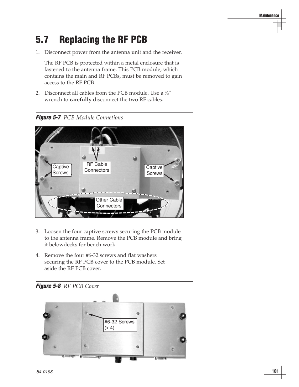 7 - replacing the rf pcb, 7 replacing the rf pcb | KVH Industries TracVision G8 User Manual | Page 97 / 137