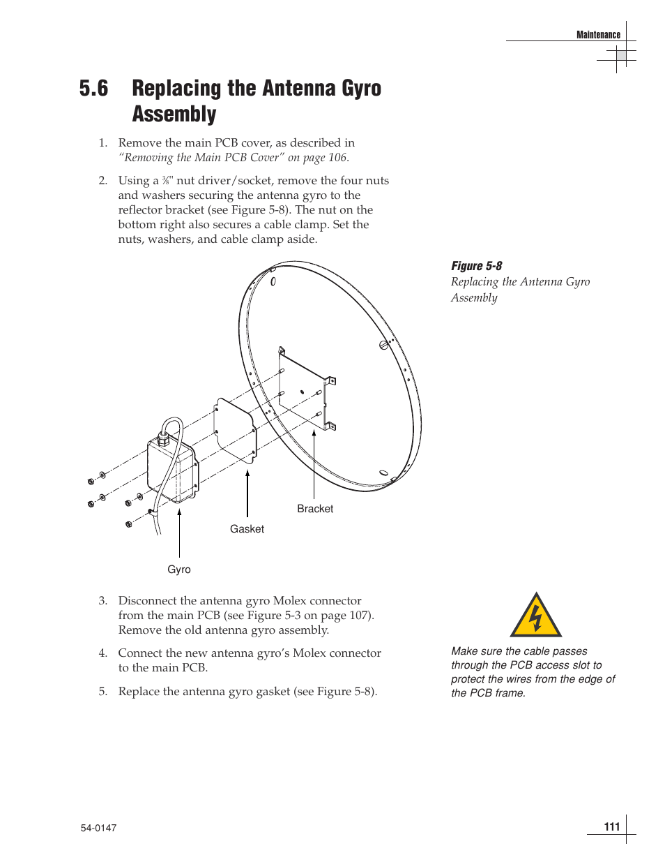 6 - replacing the antenna gyro assembly, 6 replacing the antenna gyro assembly | KVH Industries TracVision G4 User Manual | Page 110 / 155