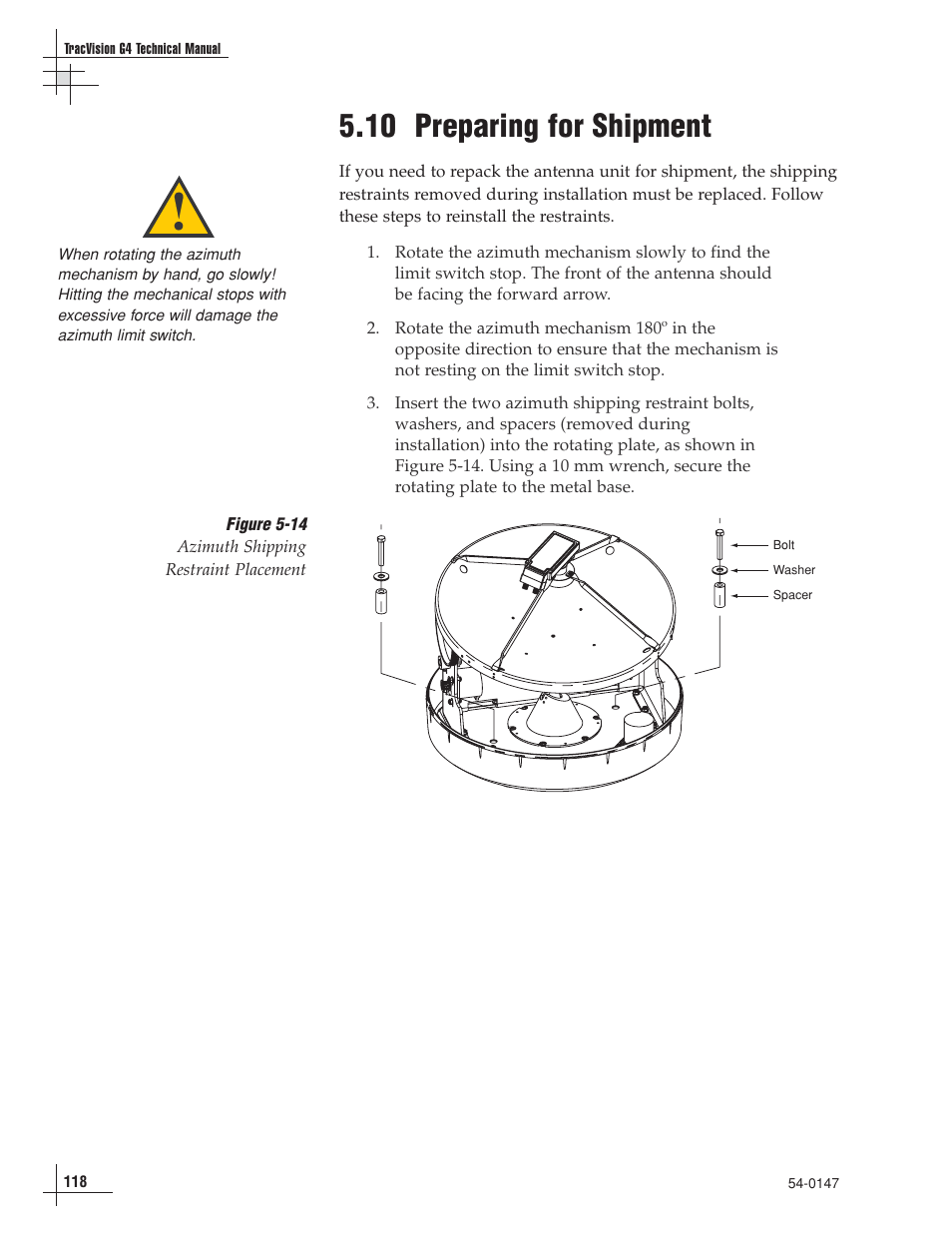 10 - preparing for shipment, 10 preparing for shipment | KVH Industries TracVision G4 User Manual | Page 117 / 155