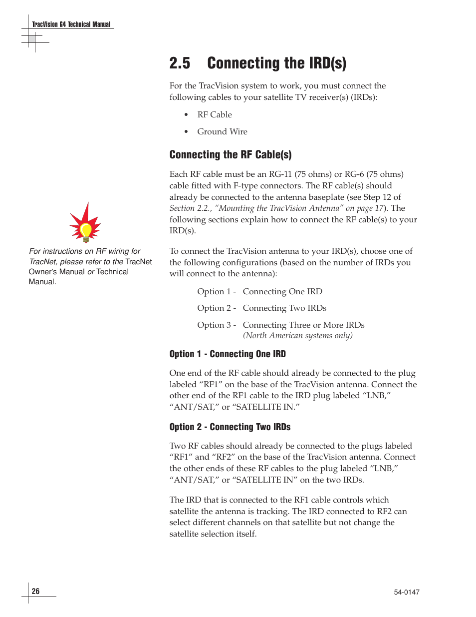 5 - connecting the ird(s), 5 connecting the ird(s) | KVH Industries TracVision G4 User Manual | Page 31 / 155
