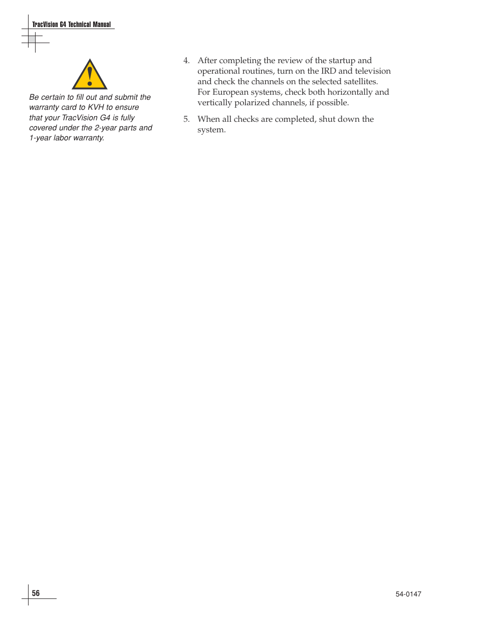 KVH Industries TracVision G4 User Manual | Page 61 / 155