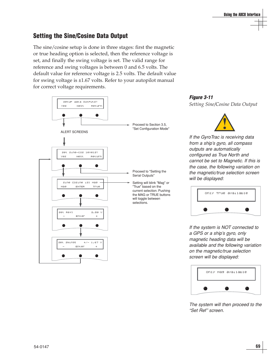 Setting the sine/cosine data output, Figure 3-11 setting sine/cosine data output | KVH Industries TracVision G4 User Manual | Page 72 / 155