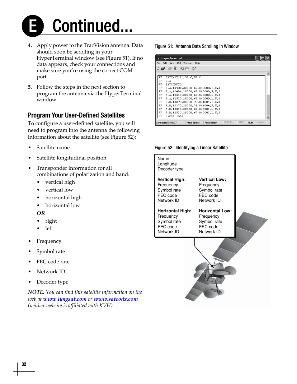 Continued... e, Program your user-defined satellites | KVH Industries TracVision M5 User Manual | Page 31 / 41