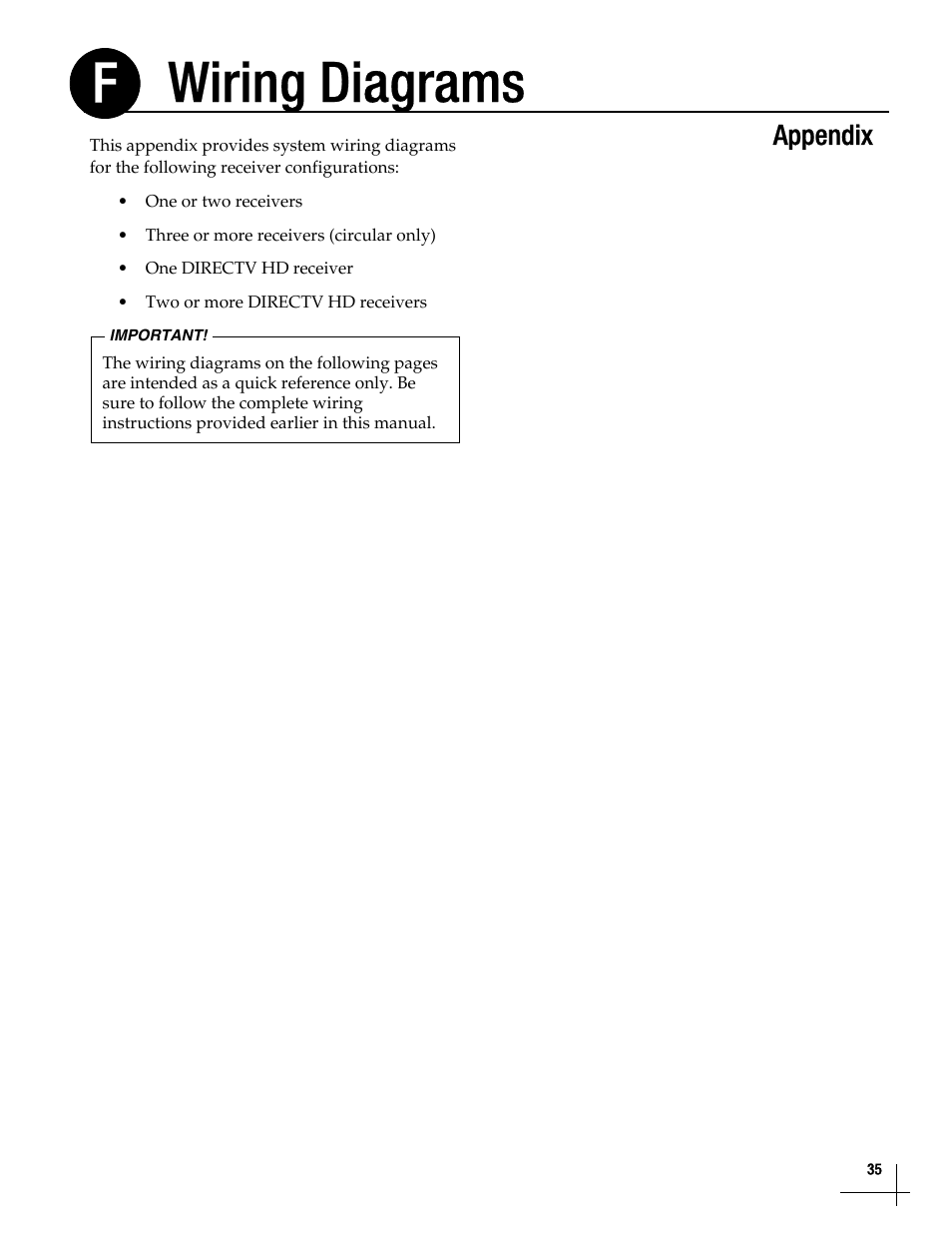 Wiring diagrams, Wiring diagrams, 35, Wiring diagrams f | Appendix | KVH Industries TracVision M5 User Manual | Page 34 / 41
