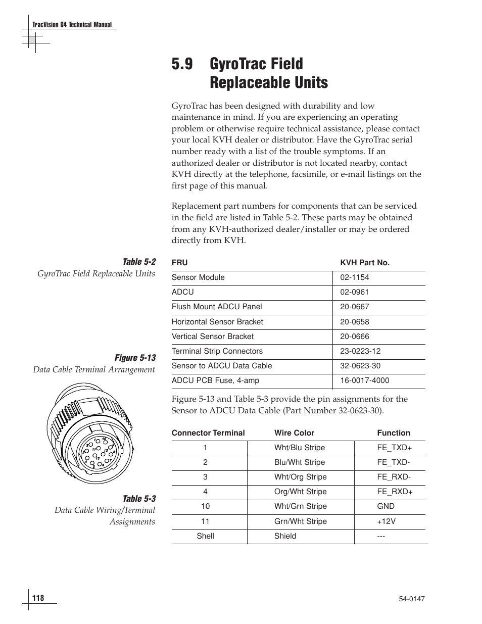 9 - gyrotrac field replaceable units, 9 gyrotrac field replaceable units | KVH Industries KVHTRACVISION G4 User Manual | Page 125 / 164