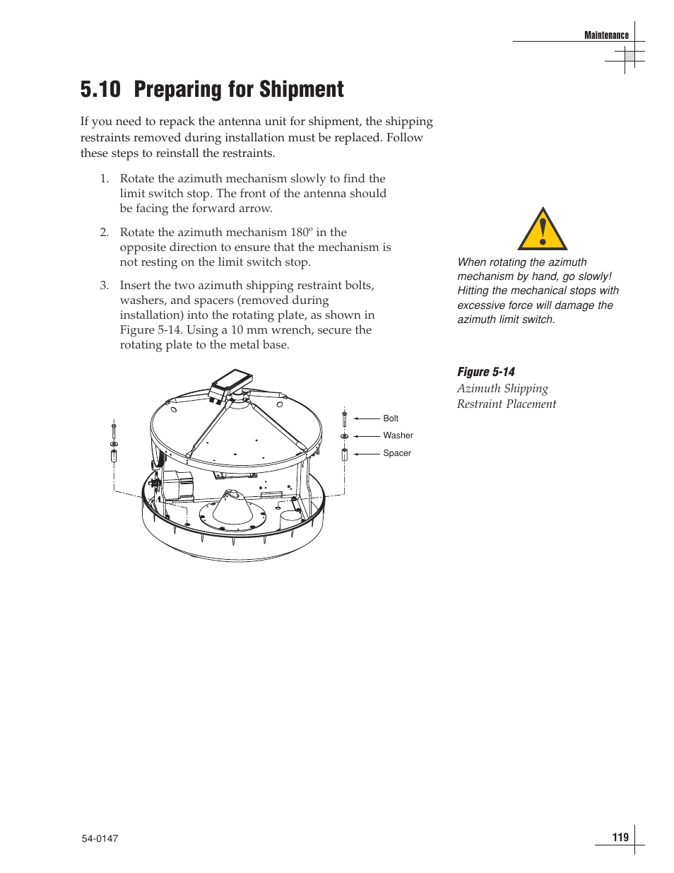 10 - preparing for shipment, 10 preparing for shipment | KVH Industries KVHTRACVISION G4 User Manual | Page 126 / 164