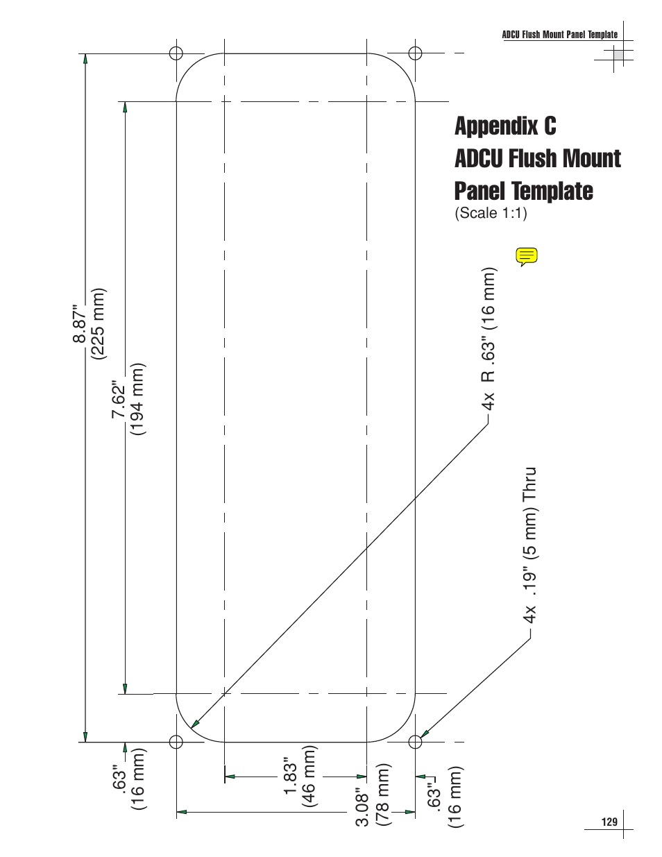 Appendix c - adcu flush mount panel template, Appendix c adcu flush mount panel template | KVH Industries KVHTRACVISION G4 User Manual | Page 134 / 164