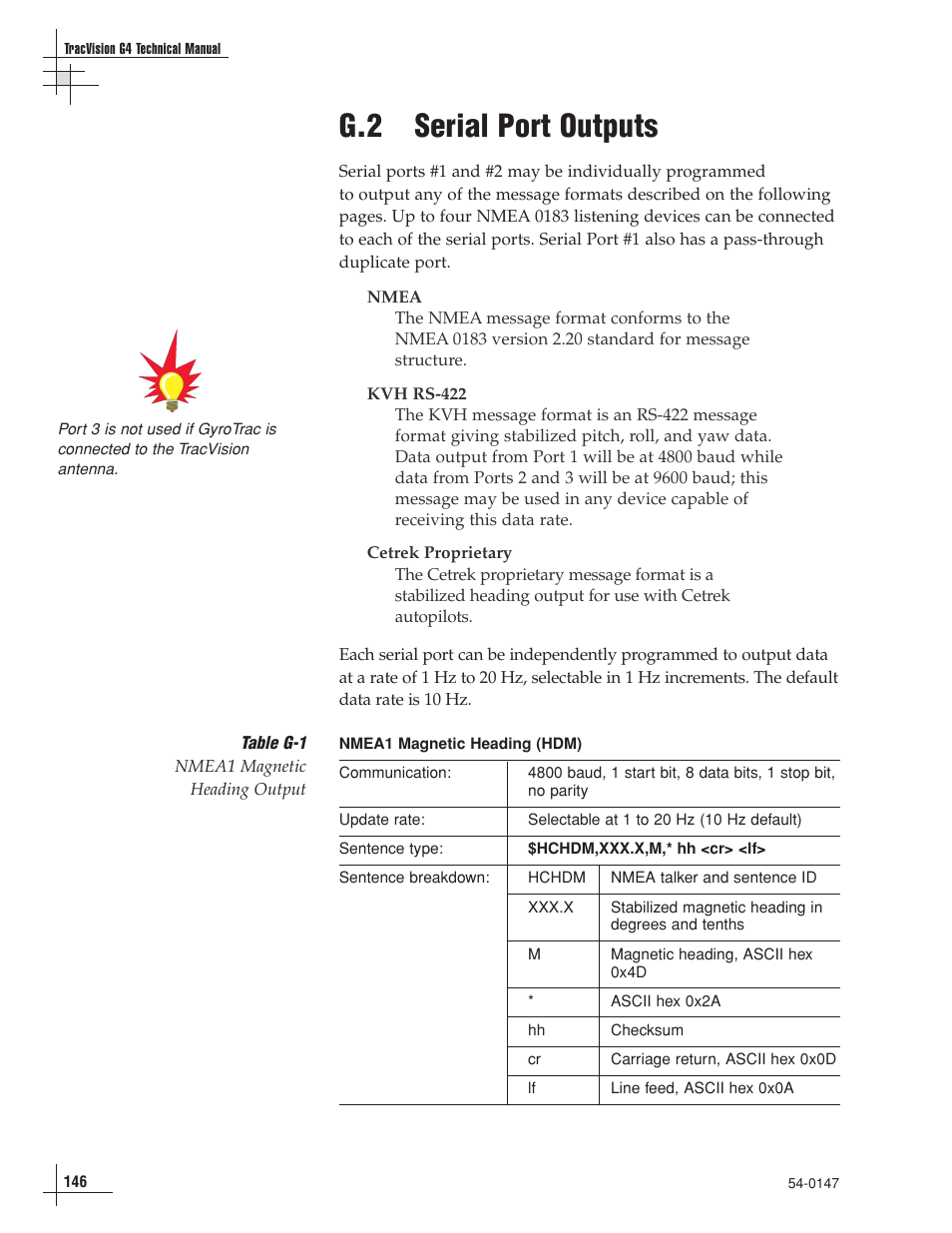 G.2 serial port outputs | KVH Industries KVHTRACVISION G4 User Manual | Page 146 / 164