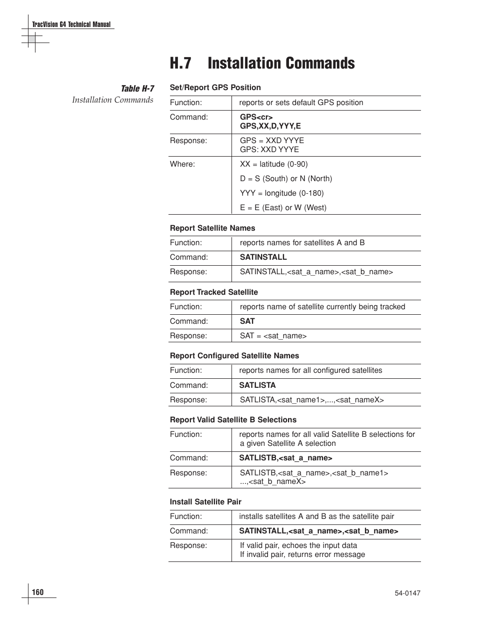 H.7 installation commands | KVH Industries KVHTRACVISION G4 User Manual | Page 160 / 164