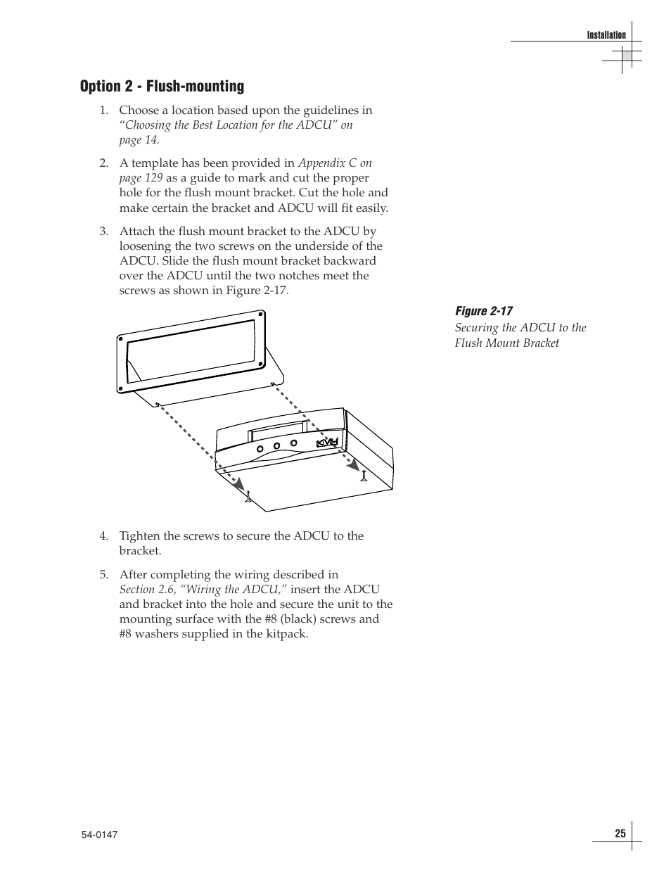 Option 2 - flush-mounting | KVH Industries KVHTRACVISION G4 User Manual | Page 38 / 164