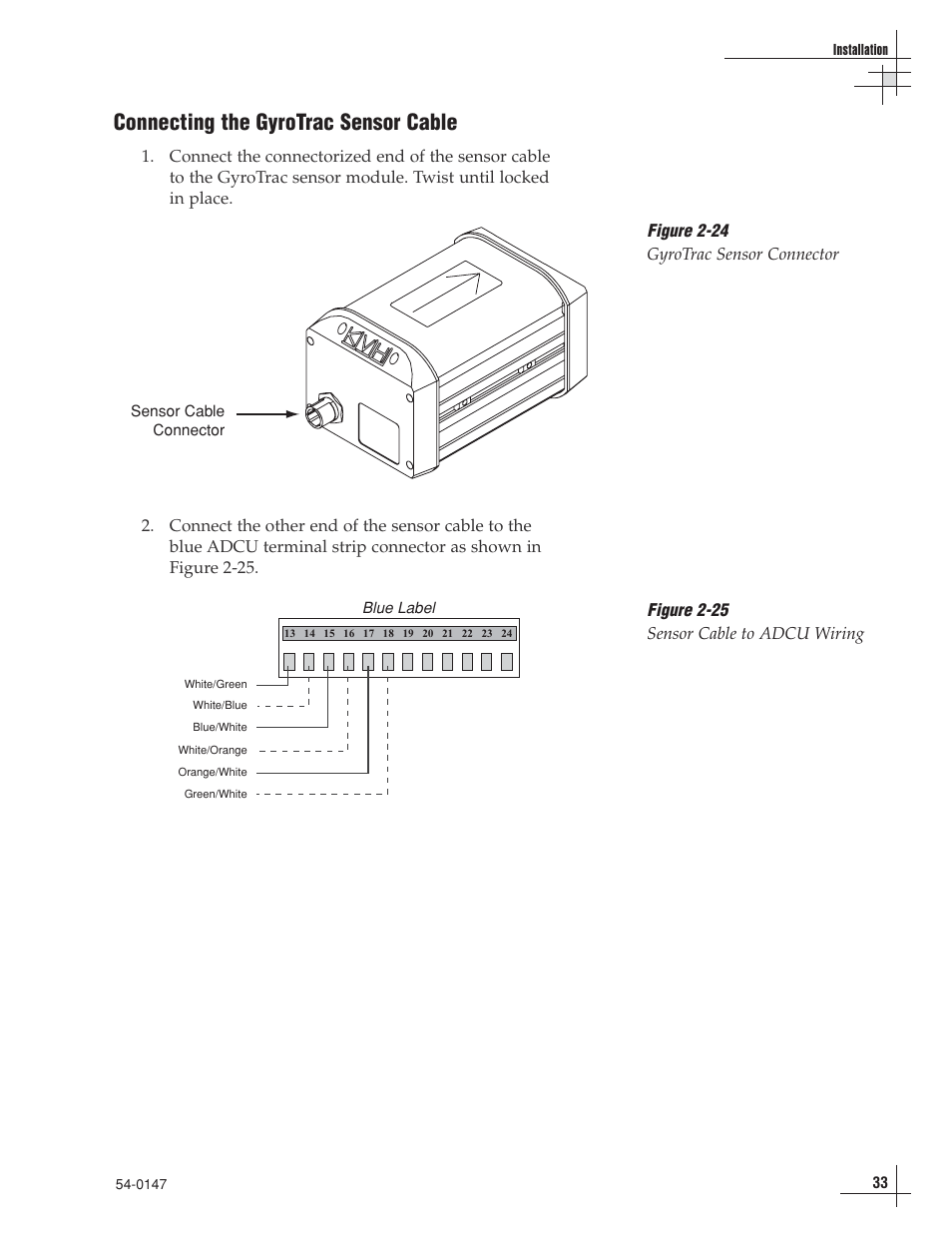 Connecting the gyrotrac sensor cable | KVH Industries KVHTRACVISION G4 User Manual | Page 46 / 164