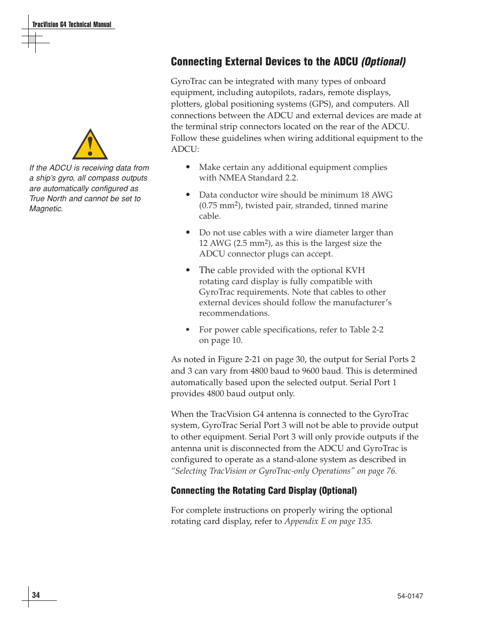 Optional), Connecting external devices to the adcu | KVH Industries KVHTRACVISION G4 User Manual | Page 47 / 164