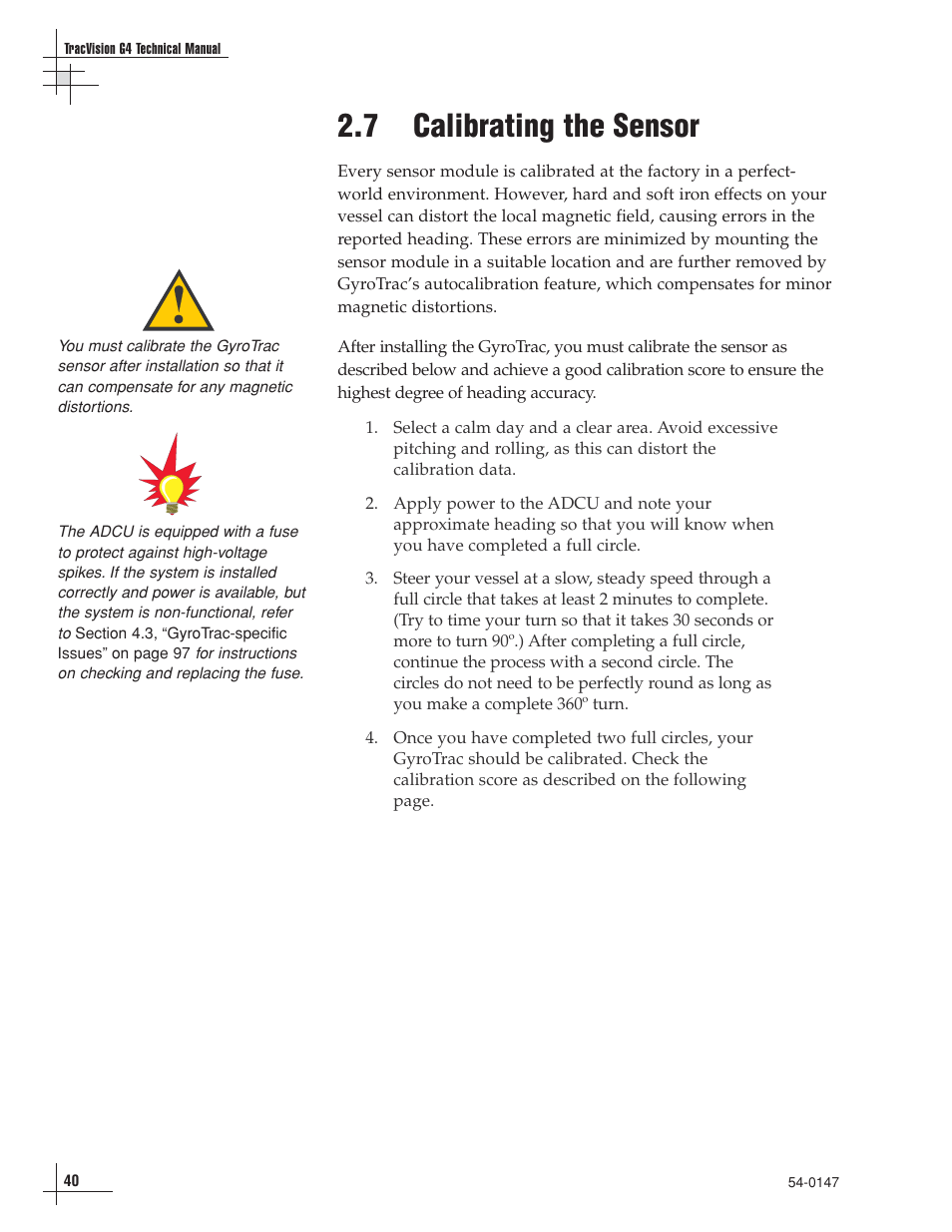 7 - calibrating the sensor, 7 calibrating the sensor | KVH Industries KVHTRACVISION G4 User Manual | Page 53 / 164