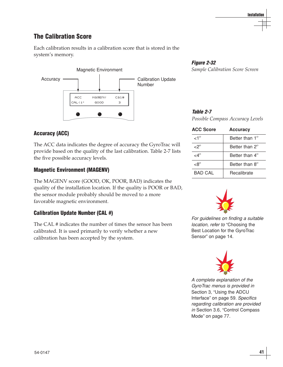 The calibration score | KVH Industries KVHTRACVISION G4 User Manual | Page 54 / 164