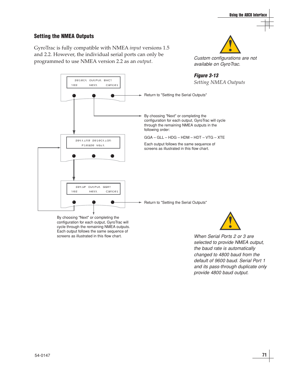 Setting the nmea outputs, Figure 3-13 setting nmea outputs | KVH Industries KVHTRACVISION G4 User Manual | Page 82 / 164