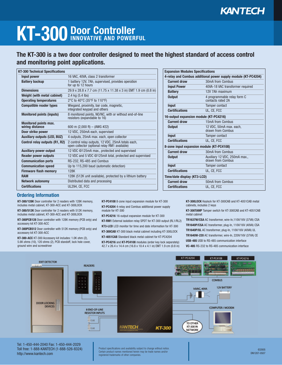 Kt-300, Door controller, Innovative and powerful | Ordering information | Kantek Door Controller Innovative and Powerful KT-300 User Manual | Page 2 / 2