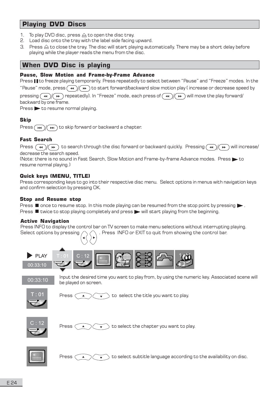 Playing dvd discs, When dvd disc is playing | Koss KS3101A-2 User Manual | Page 25 / 39