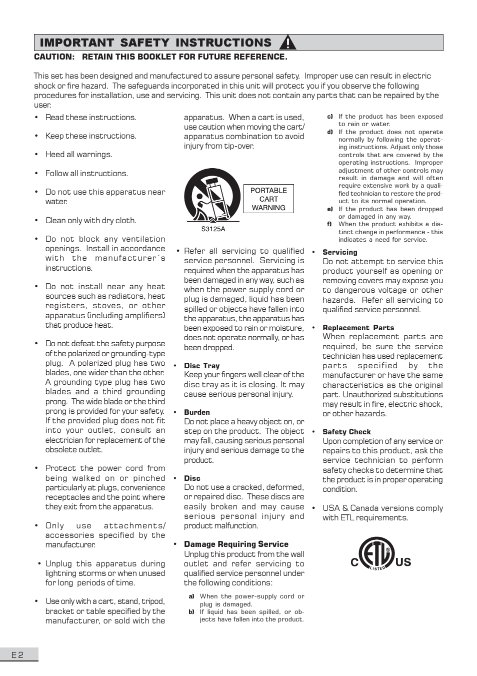 Important safety instructions | Koss KS3101A-2 User Manual | Page 3 / 39
