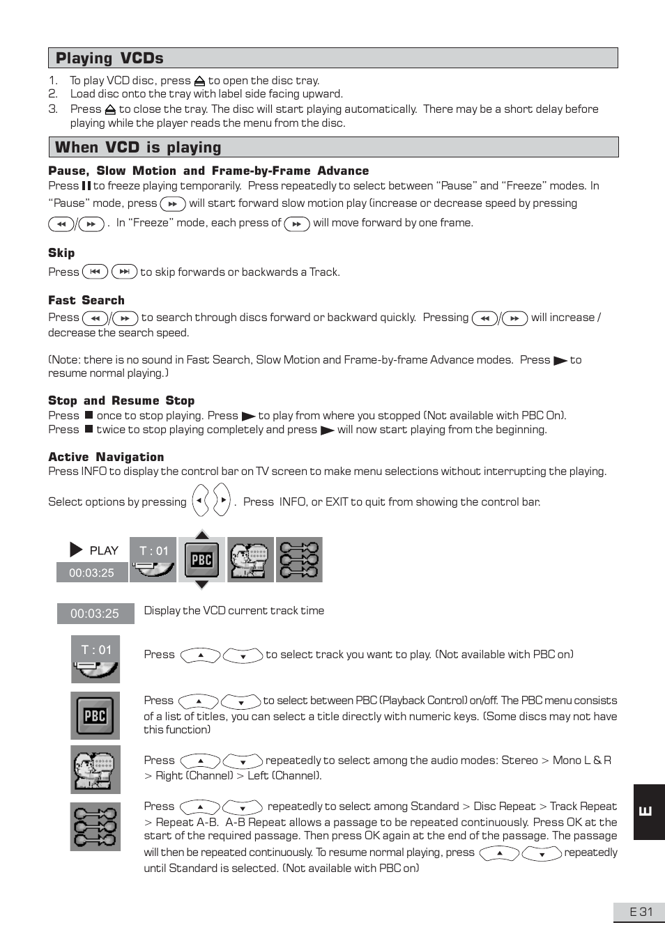 Playing vcds, When vcd is playing | Koss KS3101A-2 User Manual | Page 32 / 39