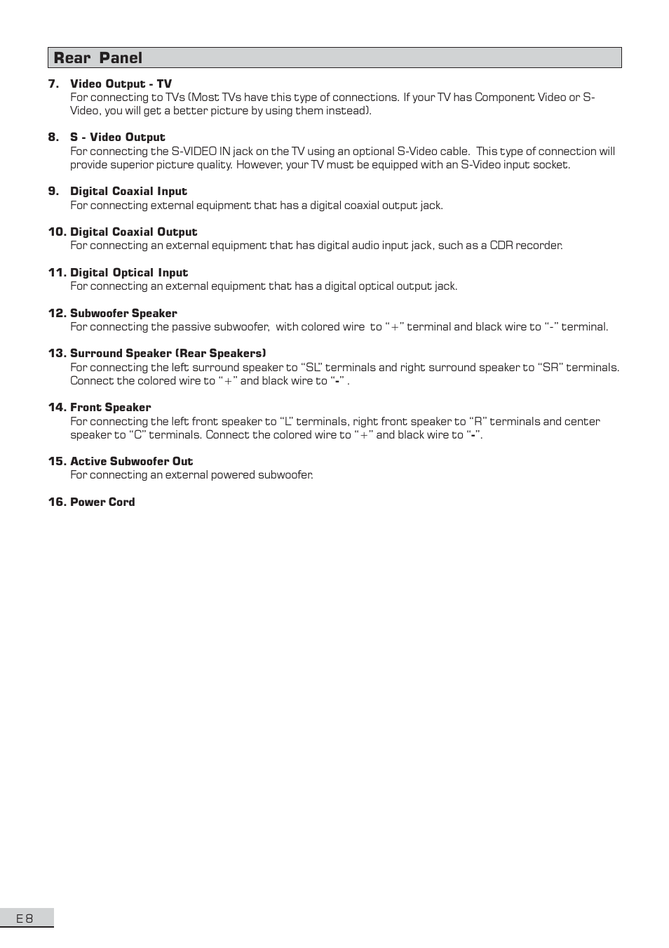 Rear panel | Koss KS3101A-2 User Manual | Page 9 / 39