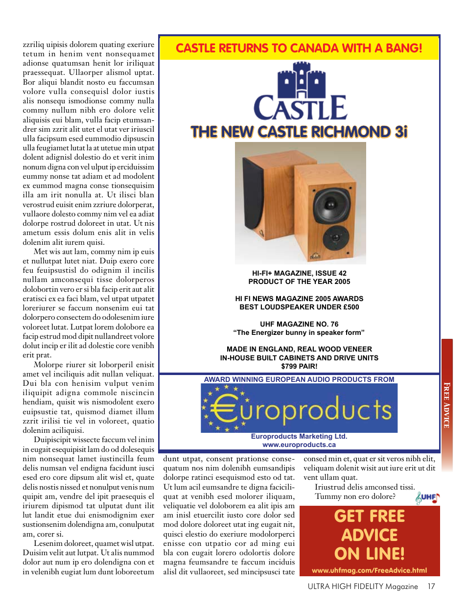 Get free advice on line, The new castle richmond 3i, Castle returns to canada with a bang | Koss Totem Mani-2 User Manual | Page 19 / 84