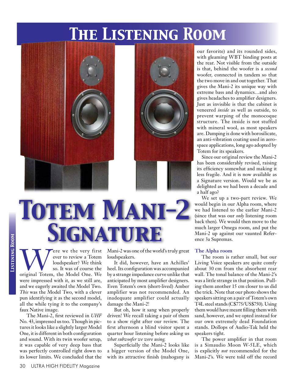 The totem mani-2 signature, Totem mani-2, Signature | The listening room | Koss Totem Mani-2 User Manual | Page 32 / 84