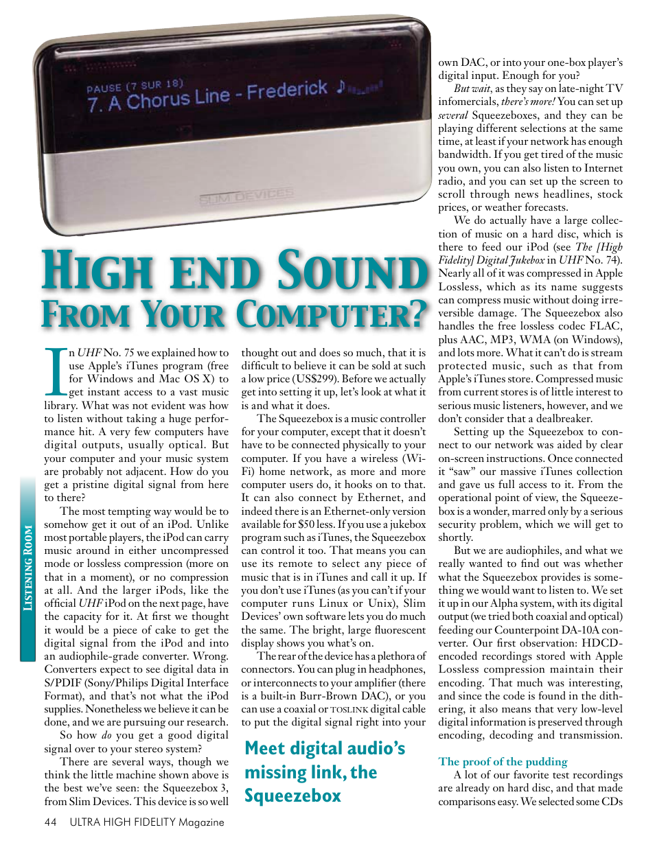 The squeezebox 3, High end sound, Meet digital audio’s missing link, the squeezebox | Koss Totem Mani-2 User Manual | Page 46 / 84