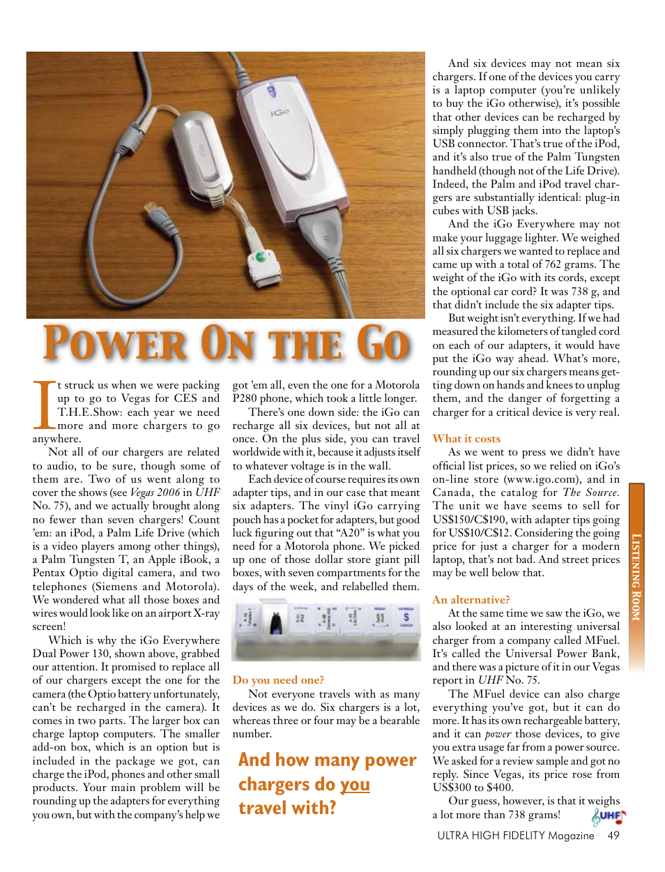 Power on the go, And how many power chargers do you travel with | Koss Totem Mani-2 User Manual | Page 51 / 84