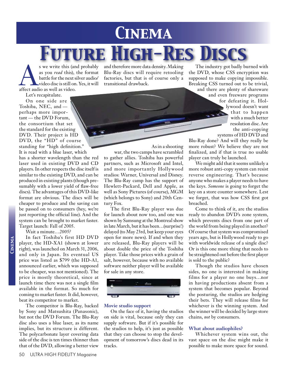 Future high-res discs, Cinema | Koss Totem Mani-2 User Manual | Page 52 / 84