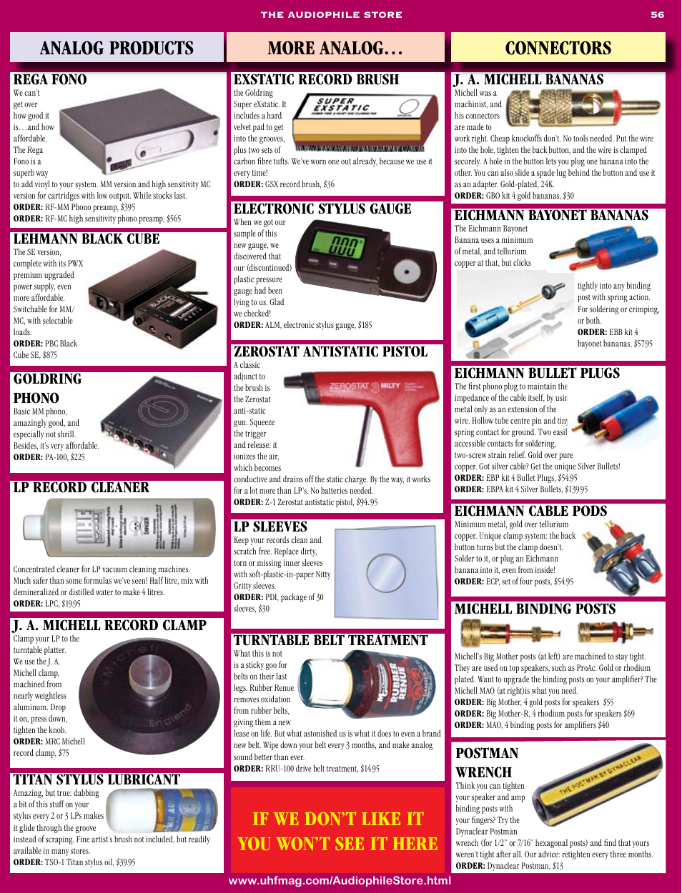 Analog products, More analog, Connectors | If we don’t like it you won’t see it here | Koss Totem Mani-2 User Manual | Page 58 / 84